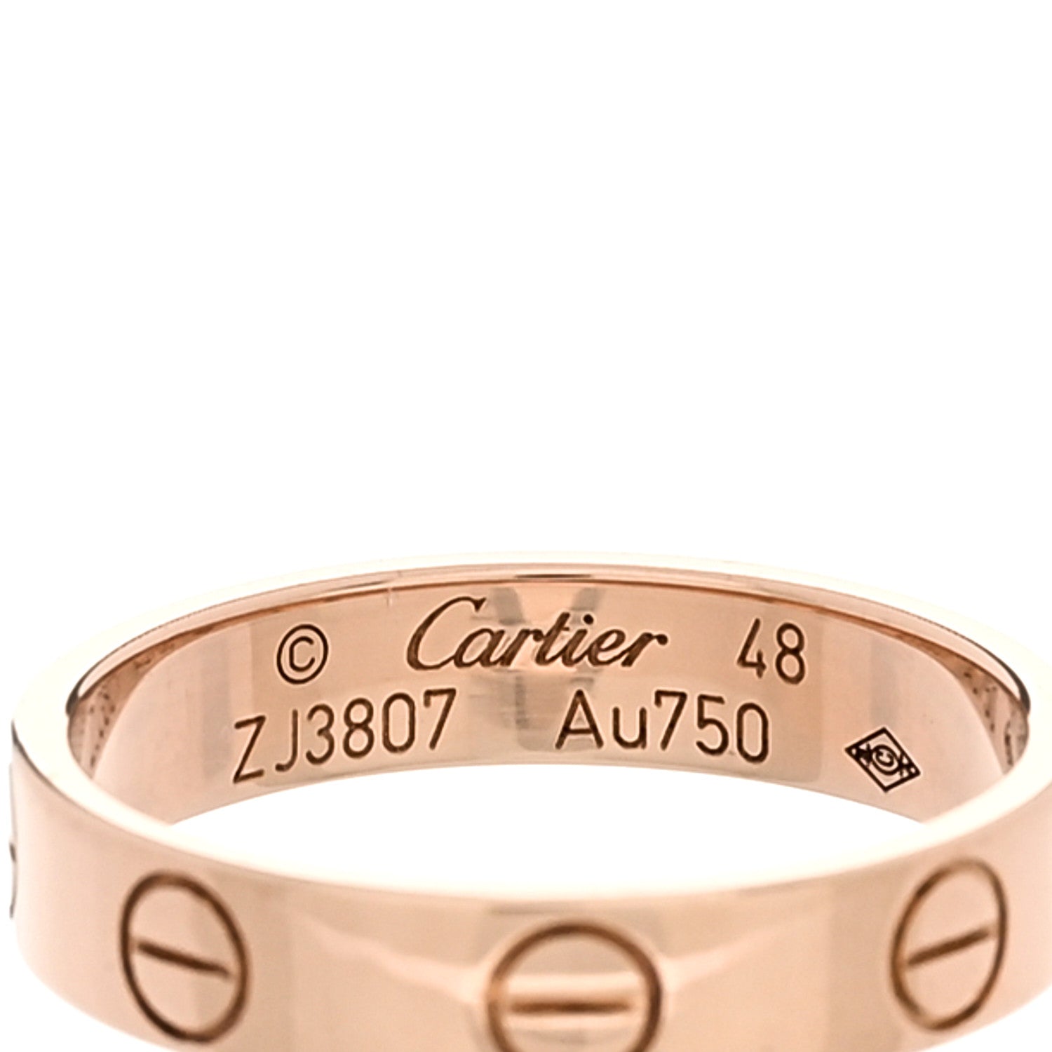 Cartier 18K Pink Gold 3.5mm LOVE Wedding Band Ring 48 4.5 4 of 5