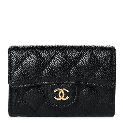 Chanel Caviar Quilted Flap Card Holder Wallet Black 1 of 16