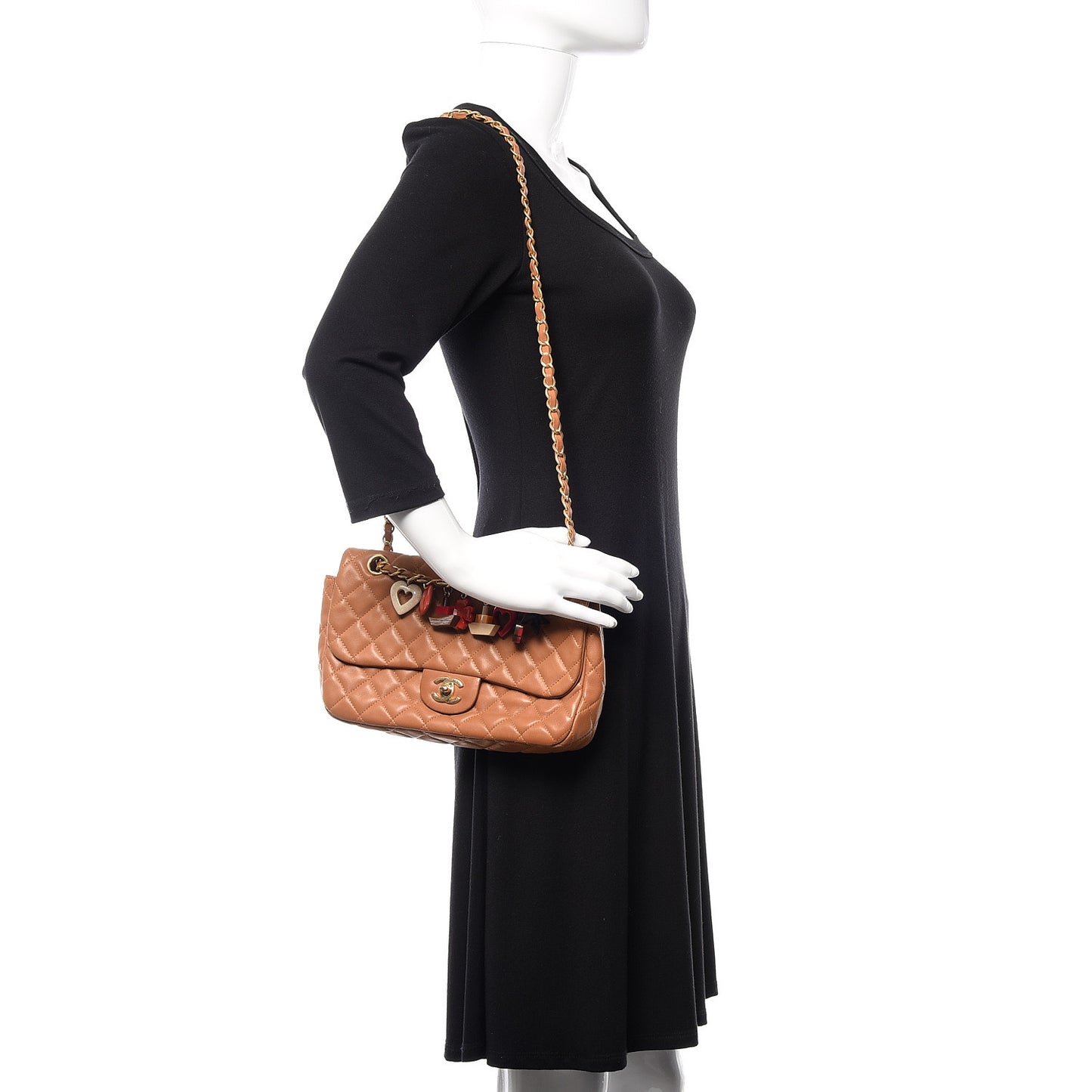 Lambskin Quilted Medium Cruise Charm Single Flap Beige