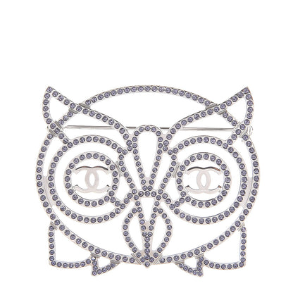 Chanel Strass Crystal Owl CC Brooch Purple 1 of 5