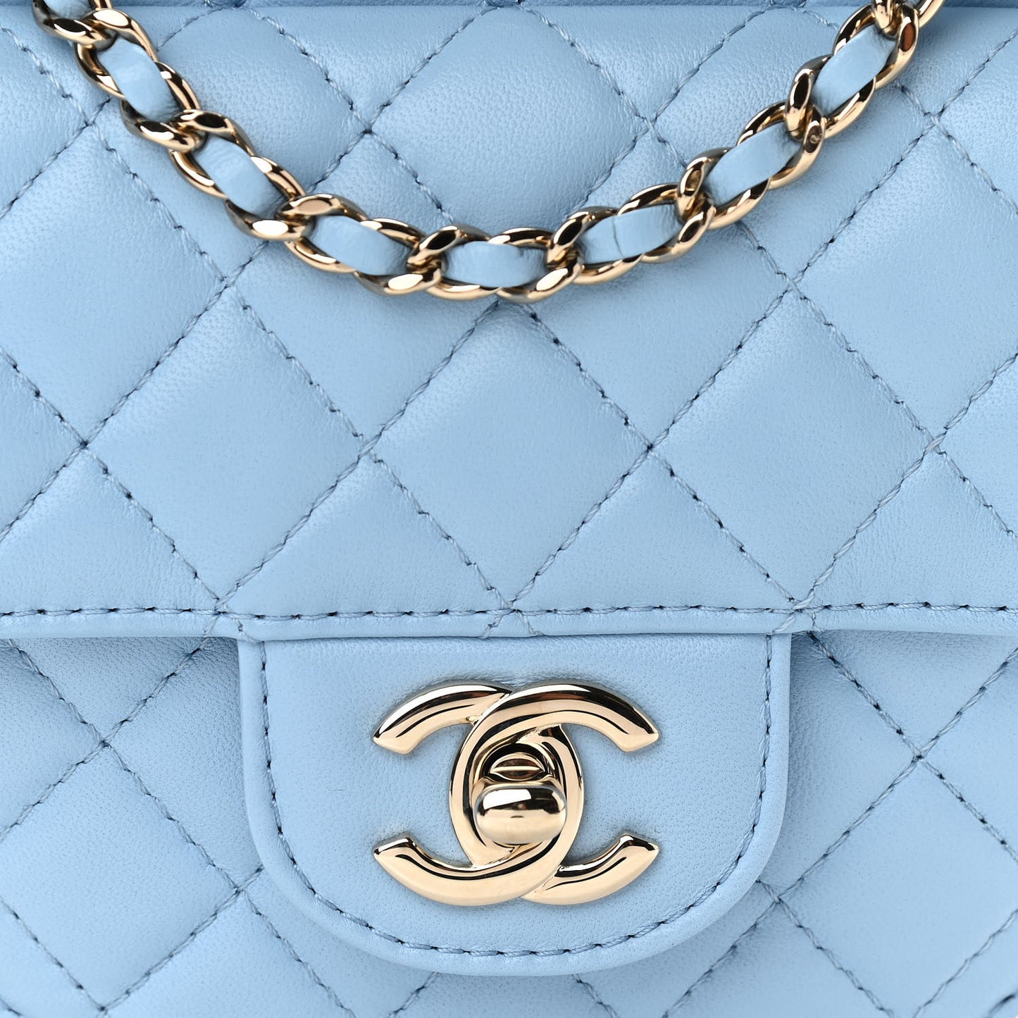 Lambskin Quilted CC In Love Heart Bag Light Blue
