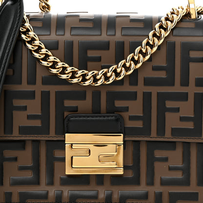 Fendi Vitello Liberty Bi-Color FF 1974 Embossed Small Kan U Shoulder Bag Maya Black 9 of 13