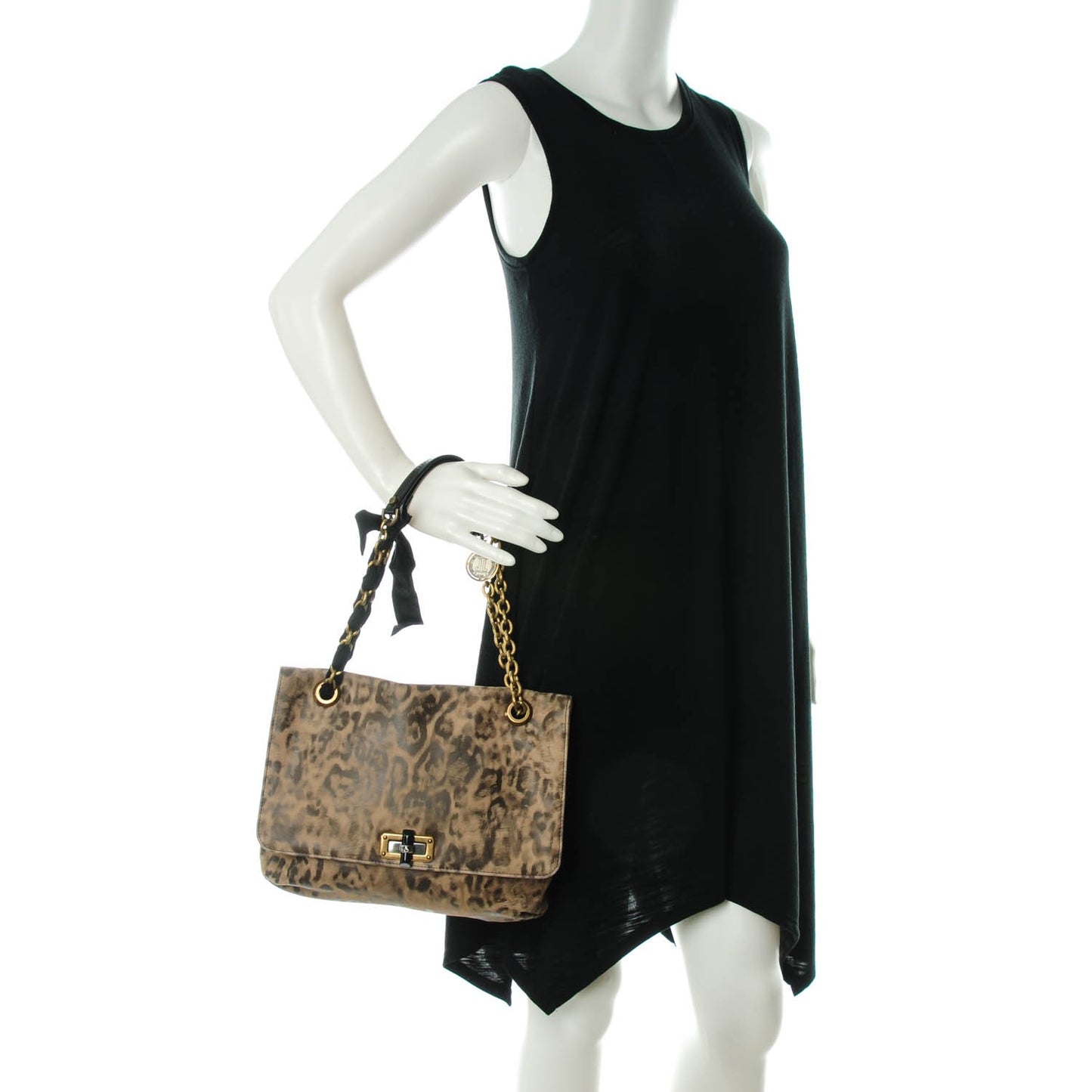 Nubuck Leopard Print Medium Happy Shoulder Bag
