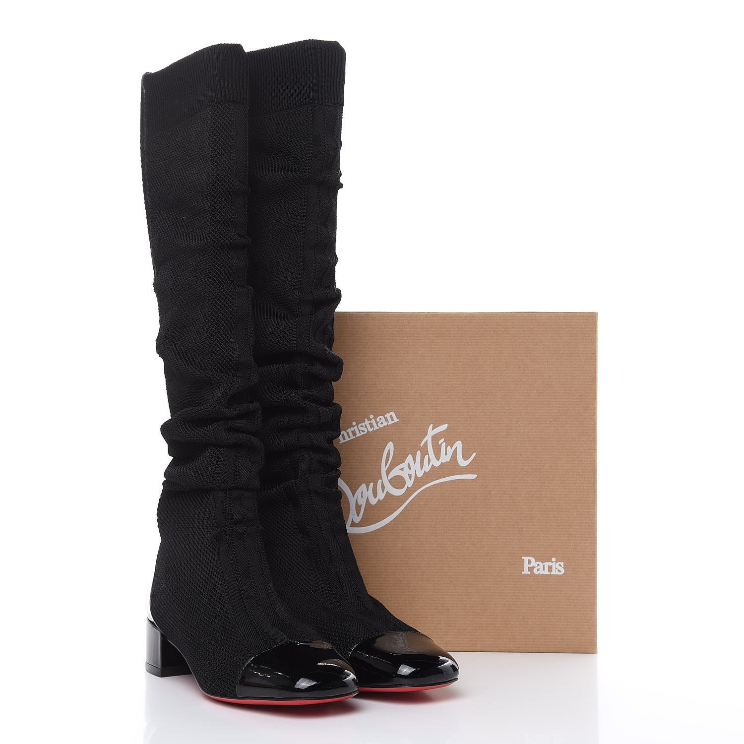 Christian Louboutin Maille Tricot Patent Trebiba 35 Sock Boots 36.5 Black 8 of 8