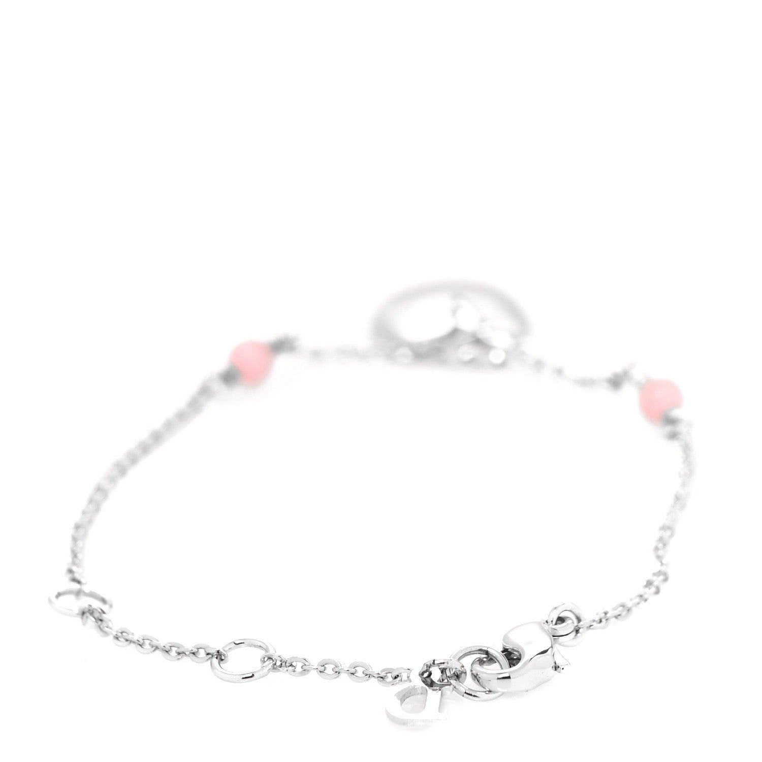 Christian Dior Logo Charms Heart Bracelet Silver 3 of 4