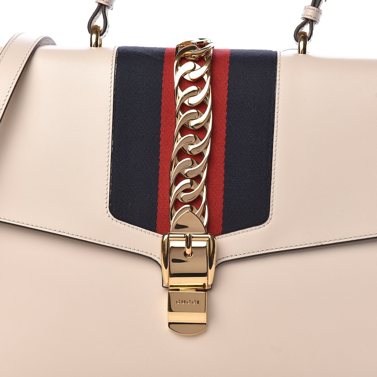 Gucci Calfskin Maxi Sylvie Top Handle Bag White 8 of 12