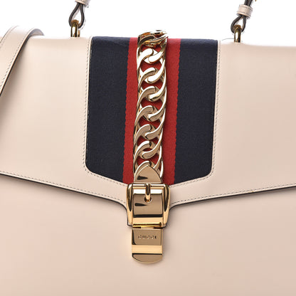 Gucci Calfskin Maxi Sylvie Top Handle Bag White 8 of 12