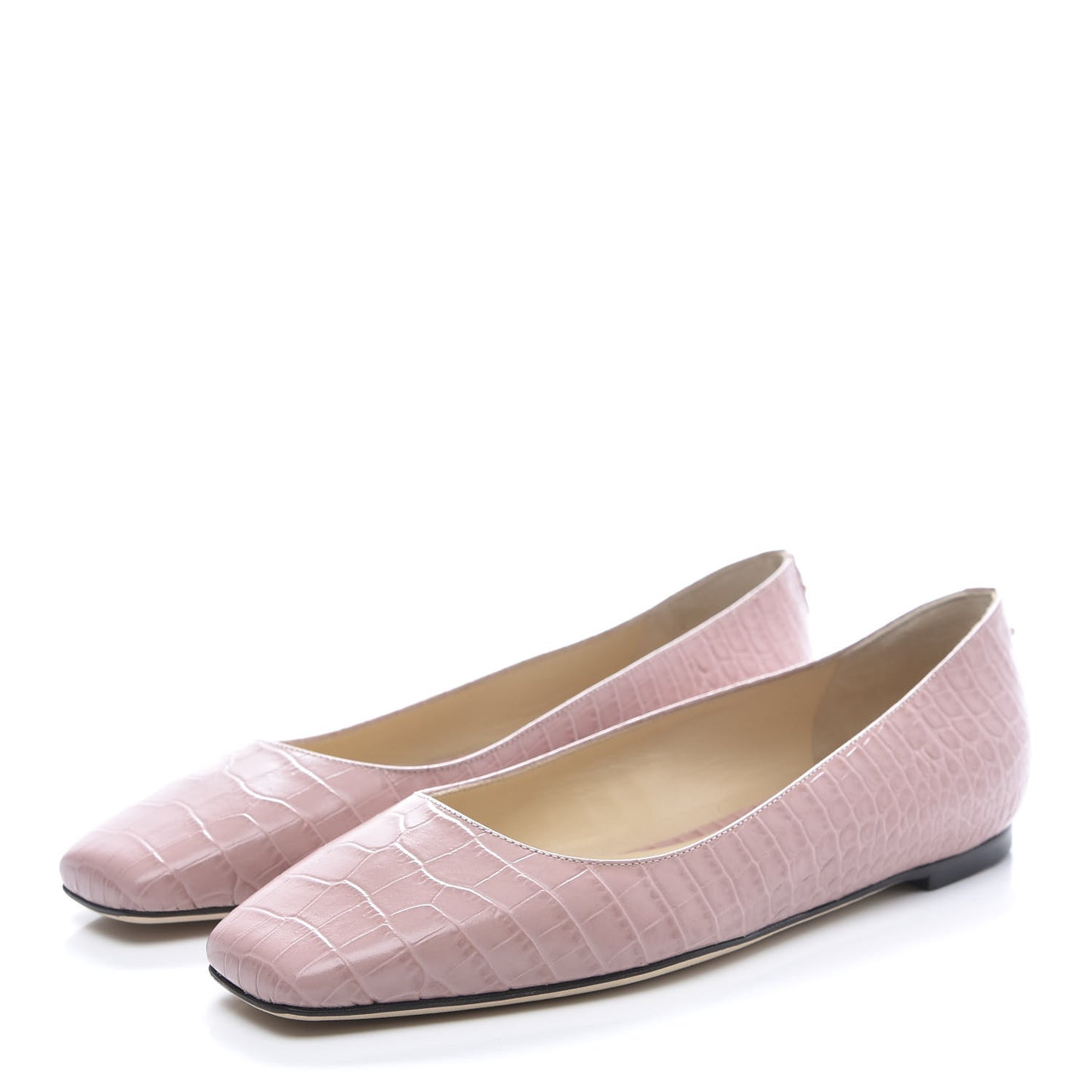 Crocodile Embossed Calfskin Mirele Ballet Flat 37 Blush