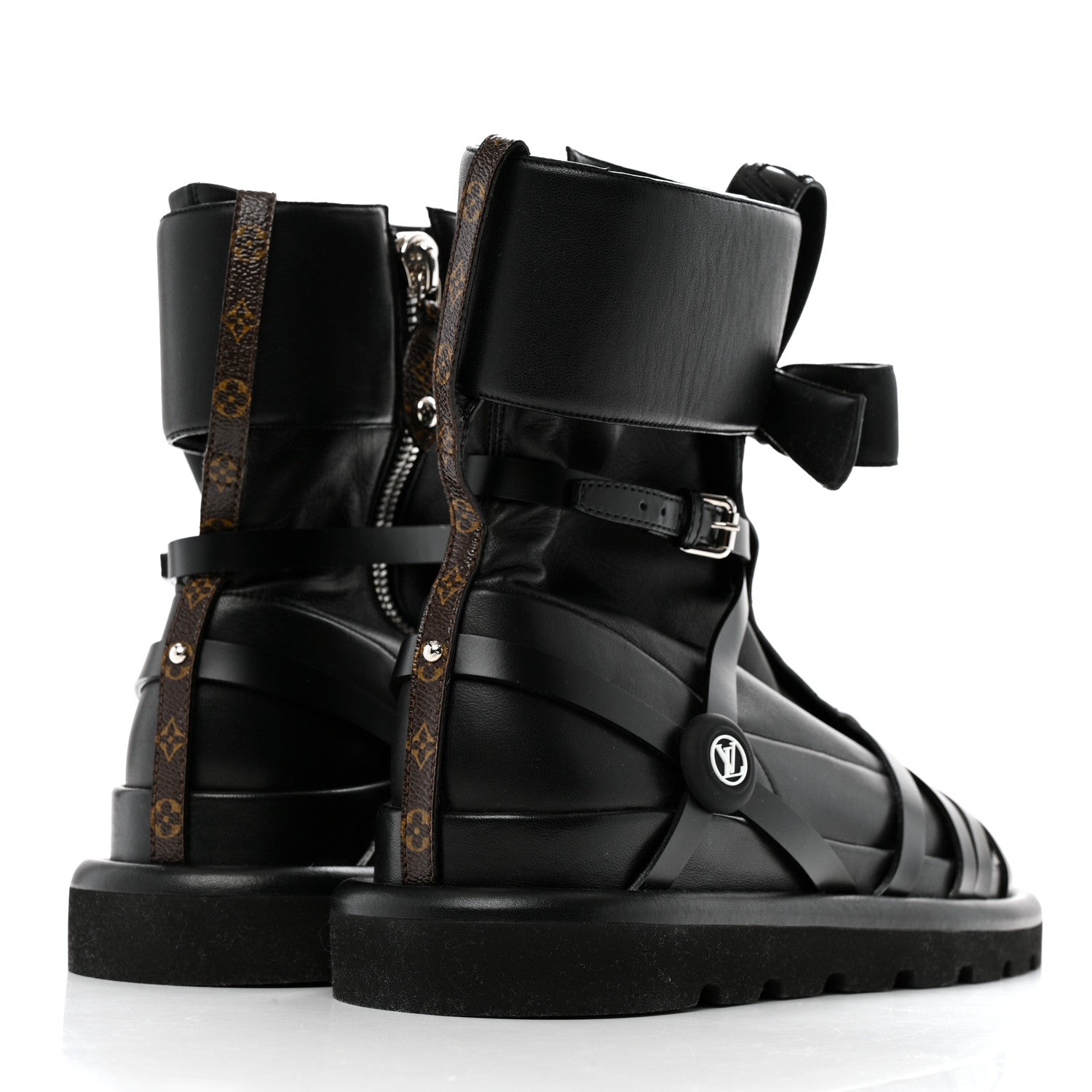 Louis Vuitton X FORNASETTI Lambskin Calfskin Square Pillow Flat Ankle Boots 38 Black 5 of 9