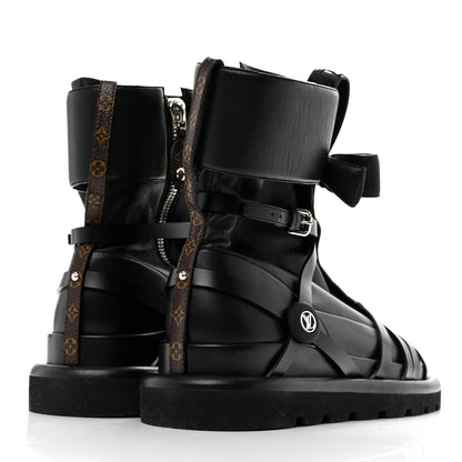 Louis Vuitton X FORNASETTI Lambskin Calfskin Square Pillow Flat Ankle Boots 38 Black 5 of 9