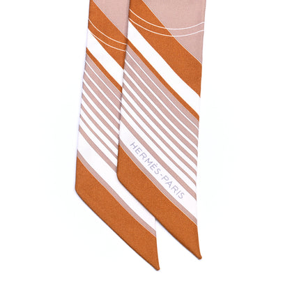 Hermes Silk Ex-Libris Twilly Beige White Caramel 2 of 4