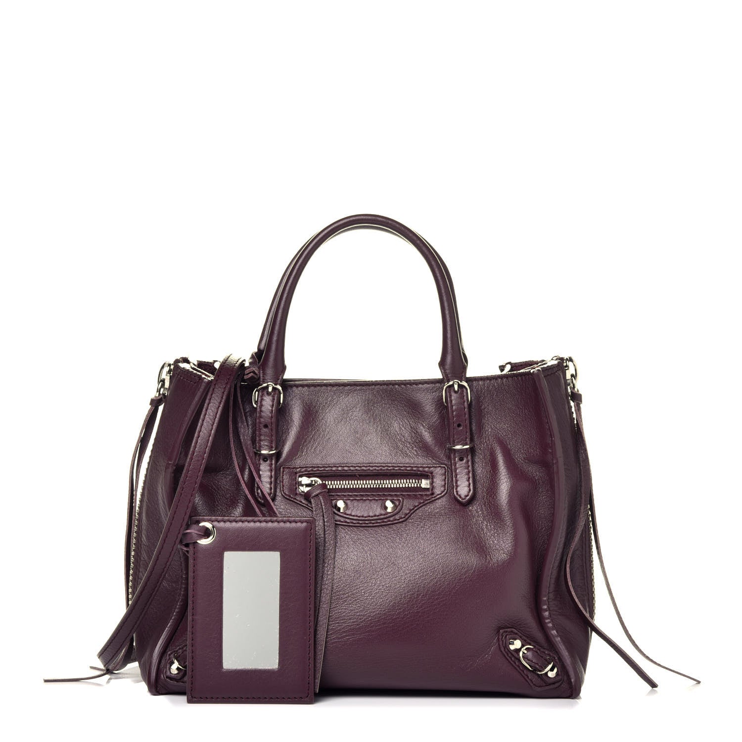 Balenciaga Calfskin Papier Mini A4 Zip Around Tote Rouge Aubergine 1 of 9