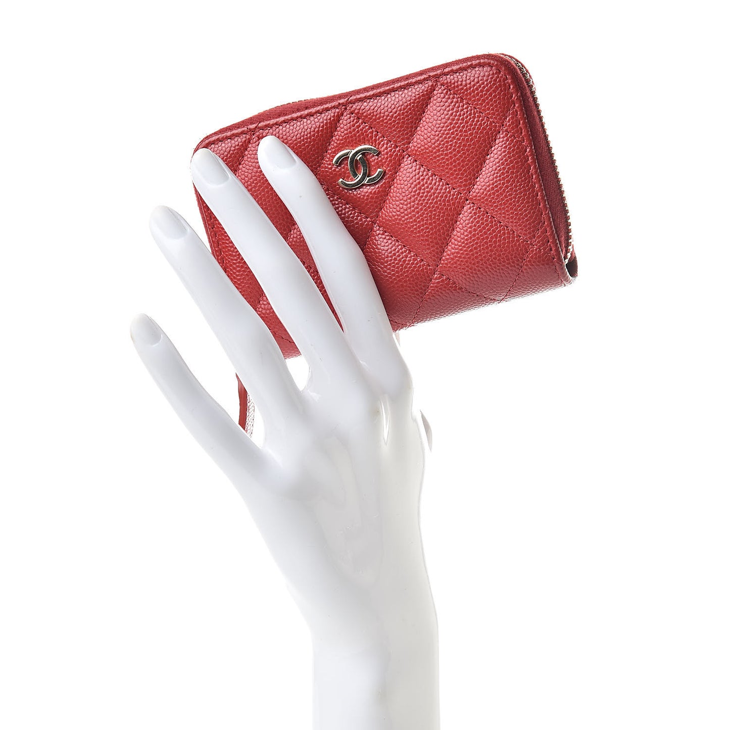 Caviar Quilted Zip Coin Purse Red