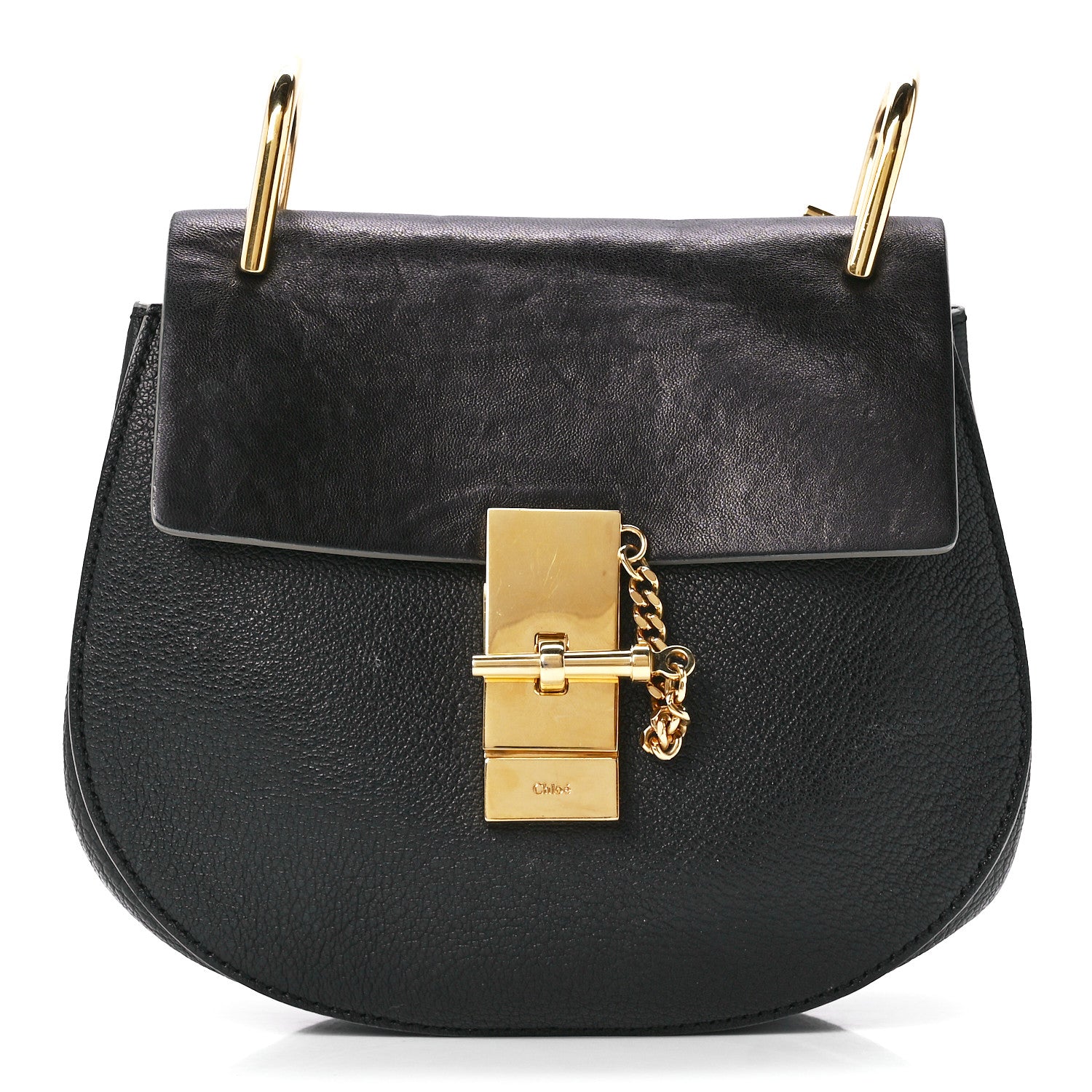Chloe Grained Calfskin Lambskin Mini Drew Shoulder Bag Black 1 of 13
