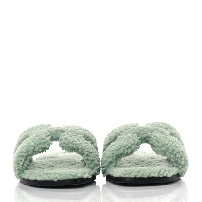 Hermes Woolskin Oran Sandals 40 Vert D'Eau 2 of 8