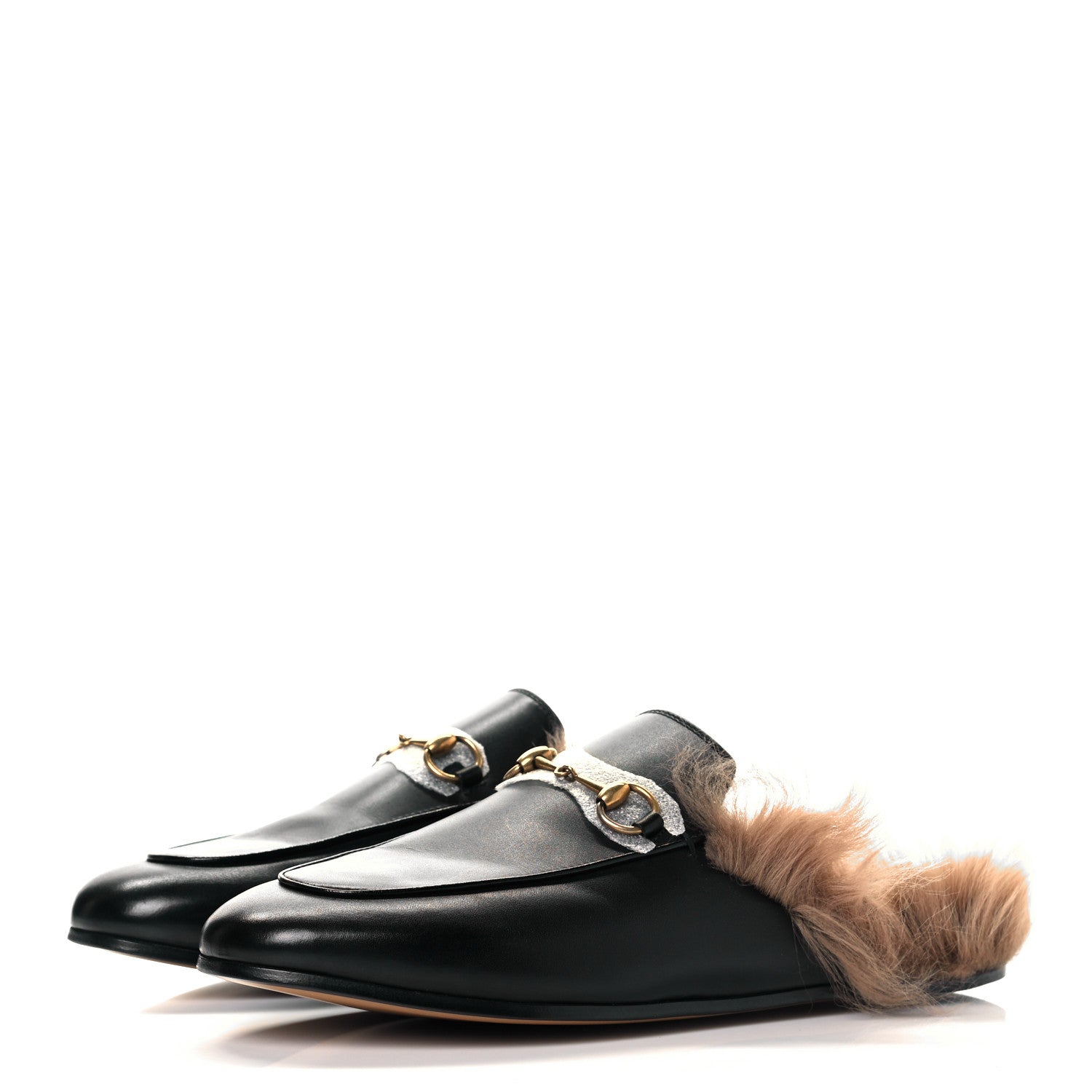 Gucci Calfskin Fur Womens Princetown Slippers 39 Black 3 of 8