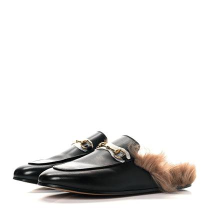 Gucci Calfskin Fur Womens Princetown Slippers 39 Black 3 of 8