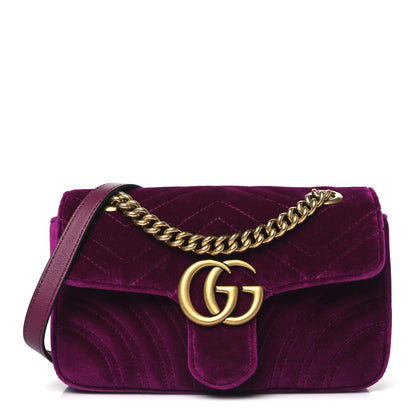 Gucci Velvet Matelasse Mini GG Marmont Shoulder Bag Fuchsia Violet Cyclamen 1 of 10
