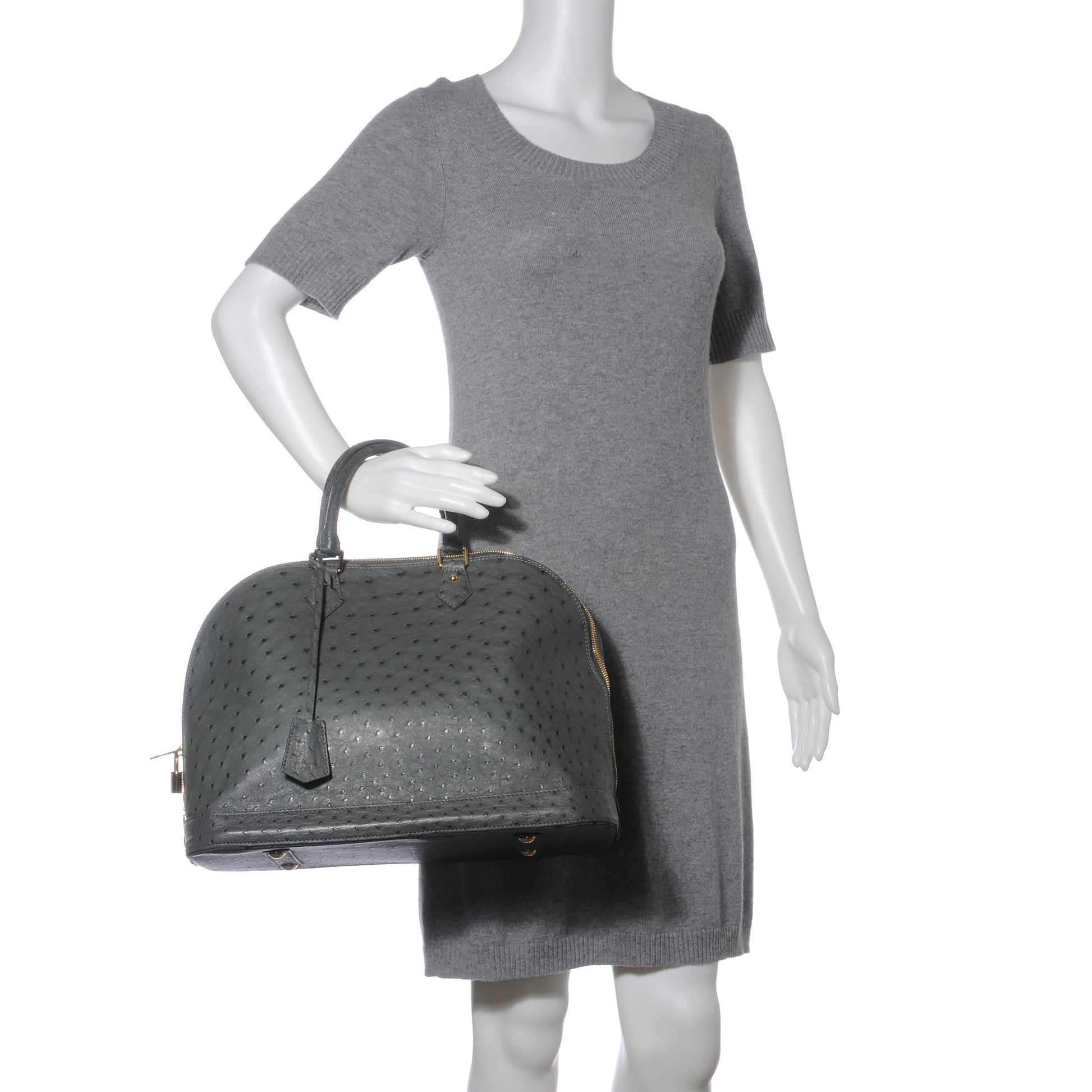 Louis Vuitton Ostrich Alma MM Gris 2 of 7