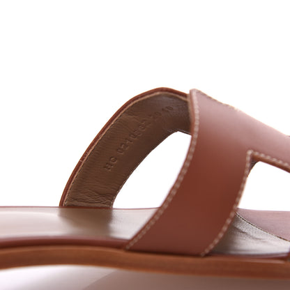 Hermes Box Calfskin Oran Sandals 39 Gold 10 of 11