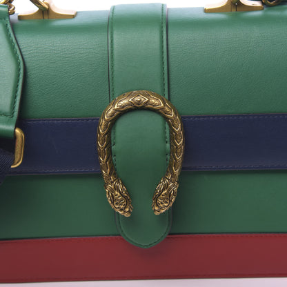 Gucci Moon Calfskin Web Medium Dionysus Bamboo Top Handle Bag Emerald Blue Hibiscus Red 16 of 16
