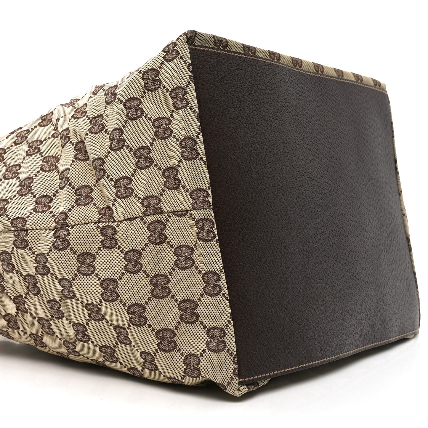 GG Monogram Large Web Handle Bucket Tote Dark Brown