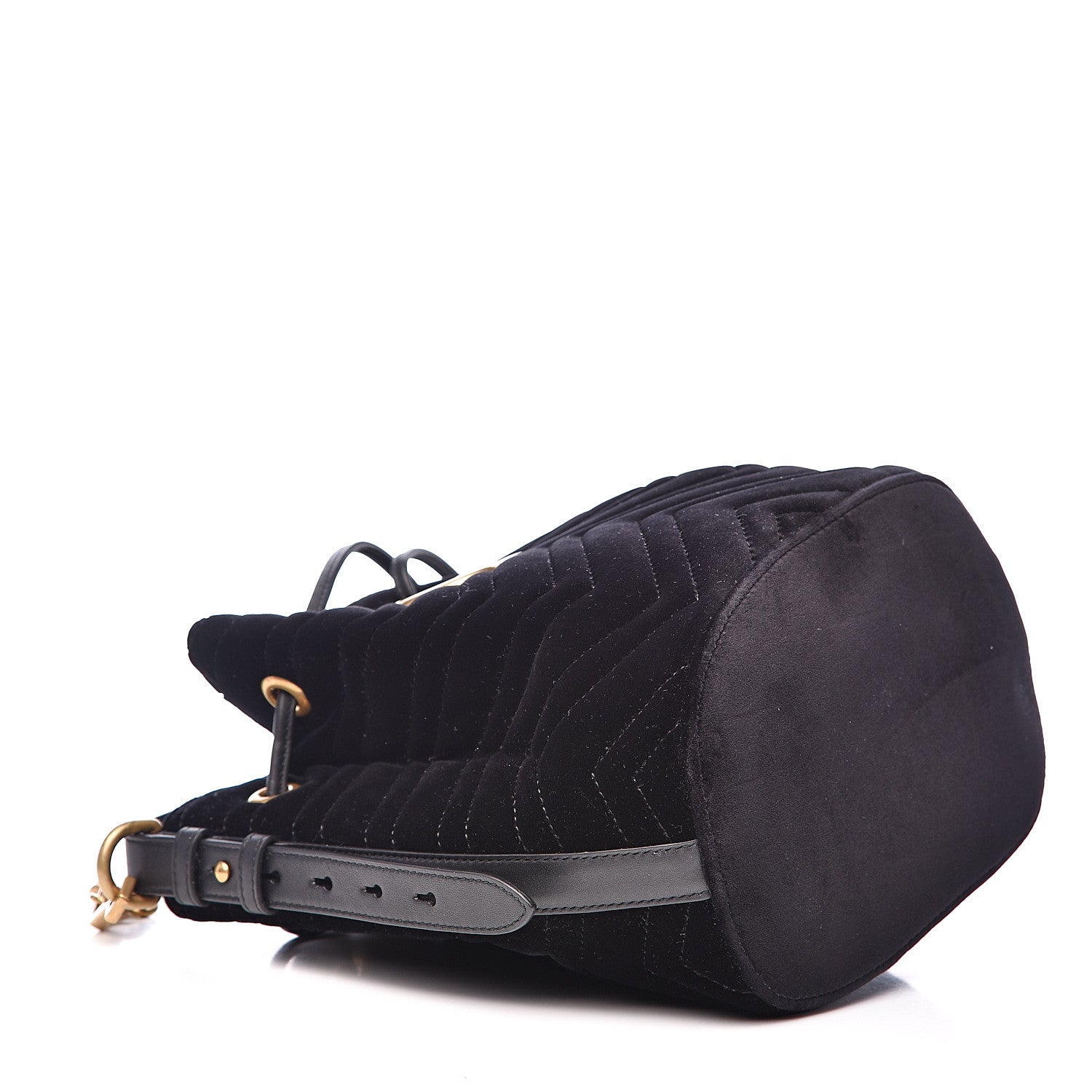 Gucci Velvet Matelasse GG Marmont Bucket Bag Black 4 of 10