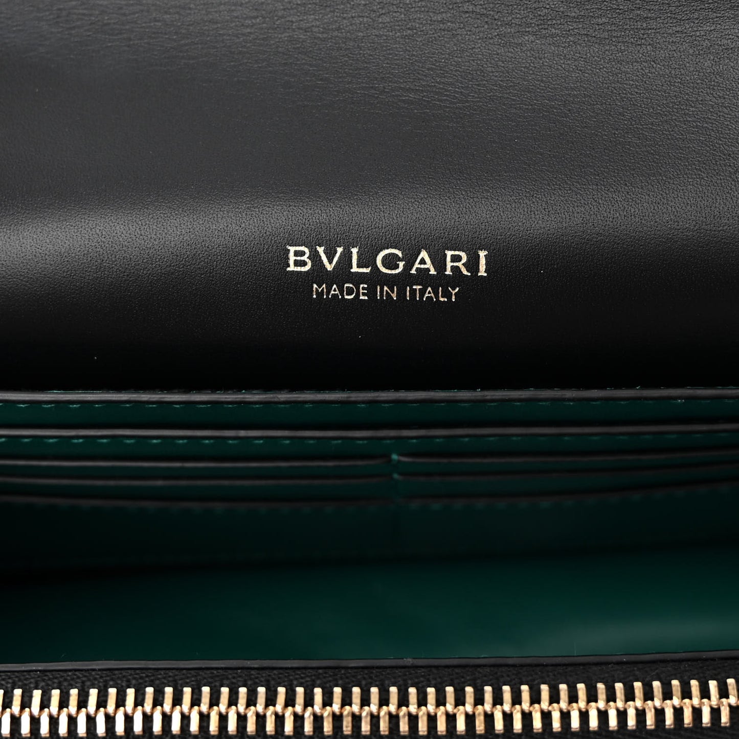 Calfskin Serpenti Forever Chain Wallet Black
