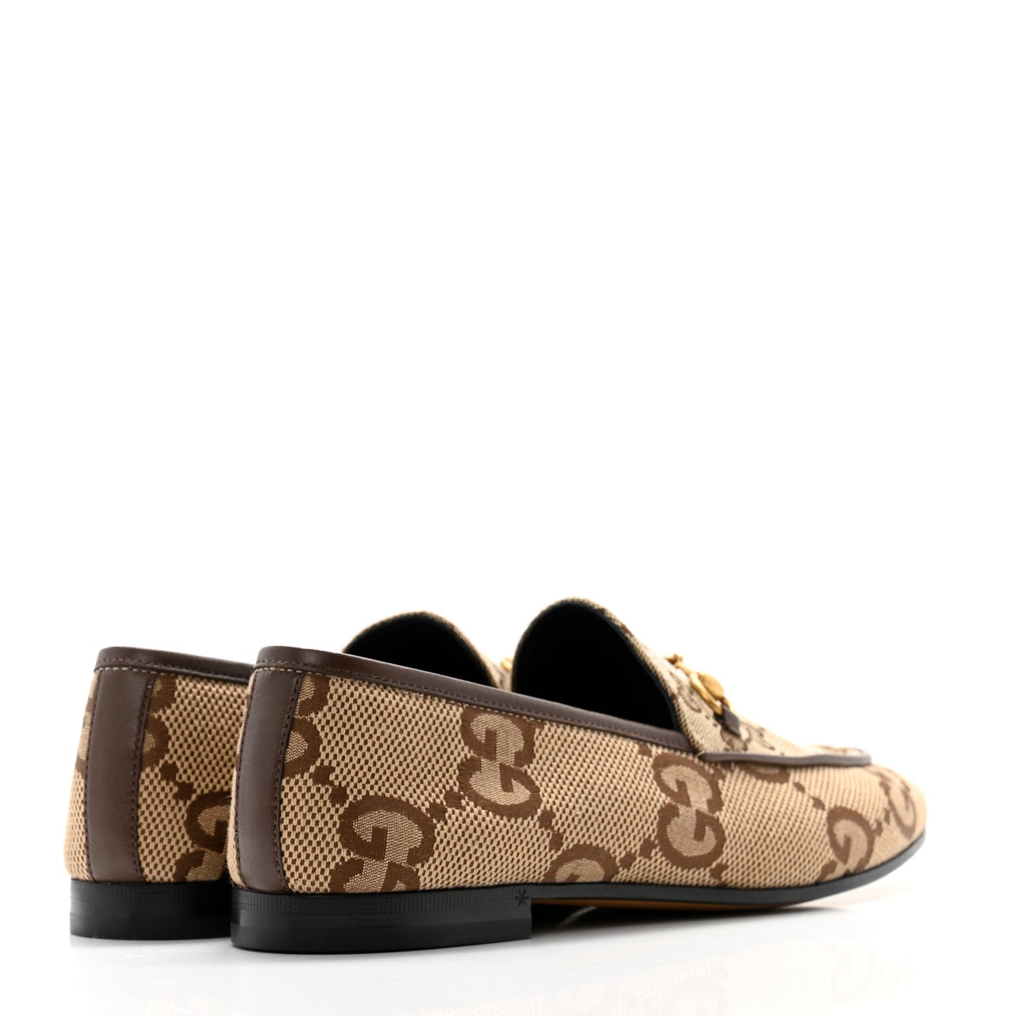 Monogram Jumbo GG Malaga Kid Horsebit Womens Jordaan Loafers 39.5 Camel Ebony New Acero Beige