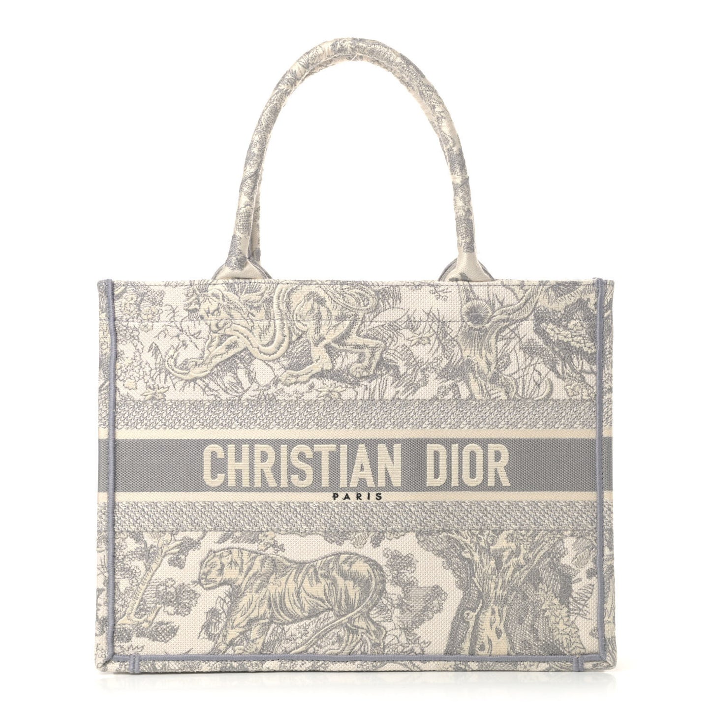 Canvas Embroidered Medium Dioriviera Toile De Jouy Book Tote Gray