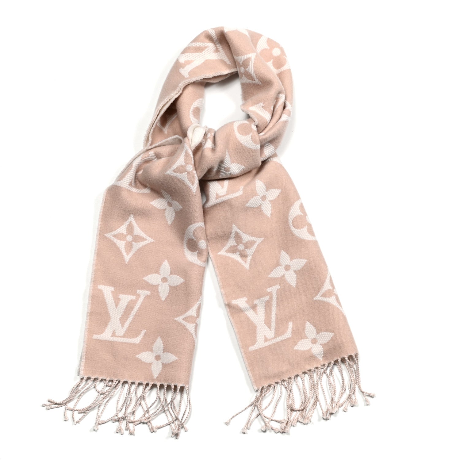 Louis Vuitton Wool Monogram Simply LV Scarf Beige 2 of 8
