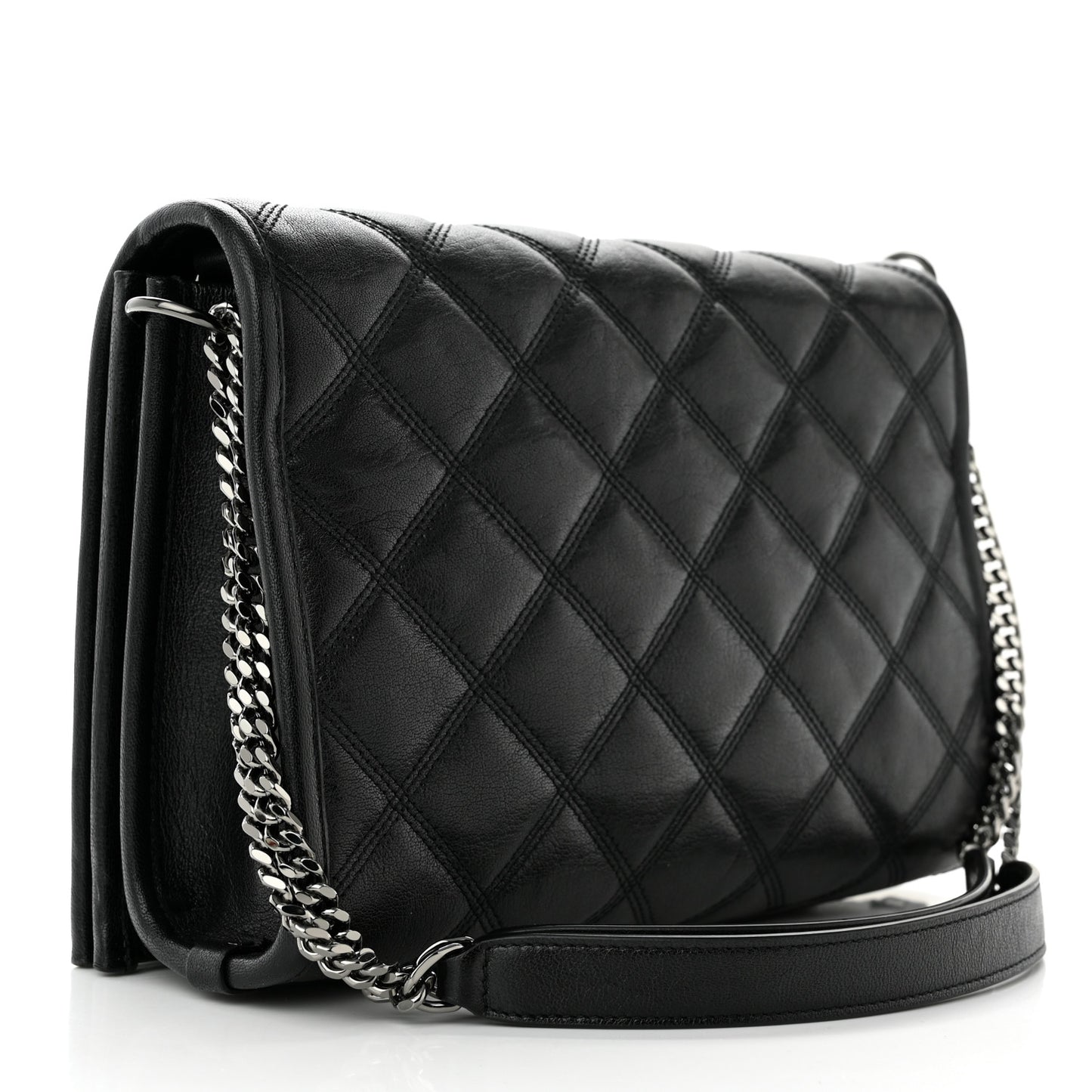 Lambskin Quilted Mini Becky Chain Bag Black