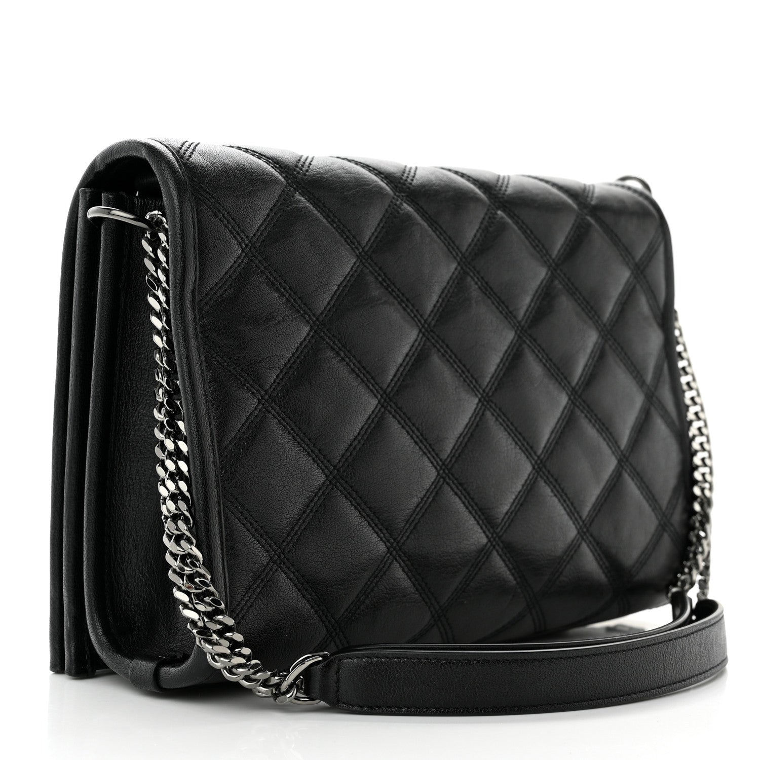 Saint Laurent Lambskin Quilted Mini Becky Chain Bag Black 2 of 9