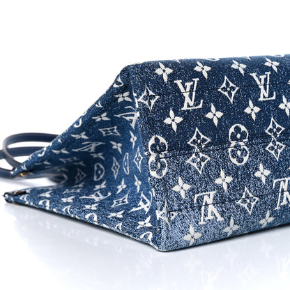 Louis Vuitton Monogram Jacquard Denim Onthego MM Bleu 6 of 8