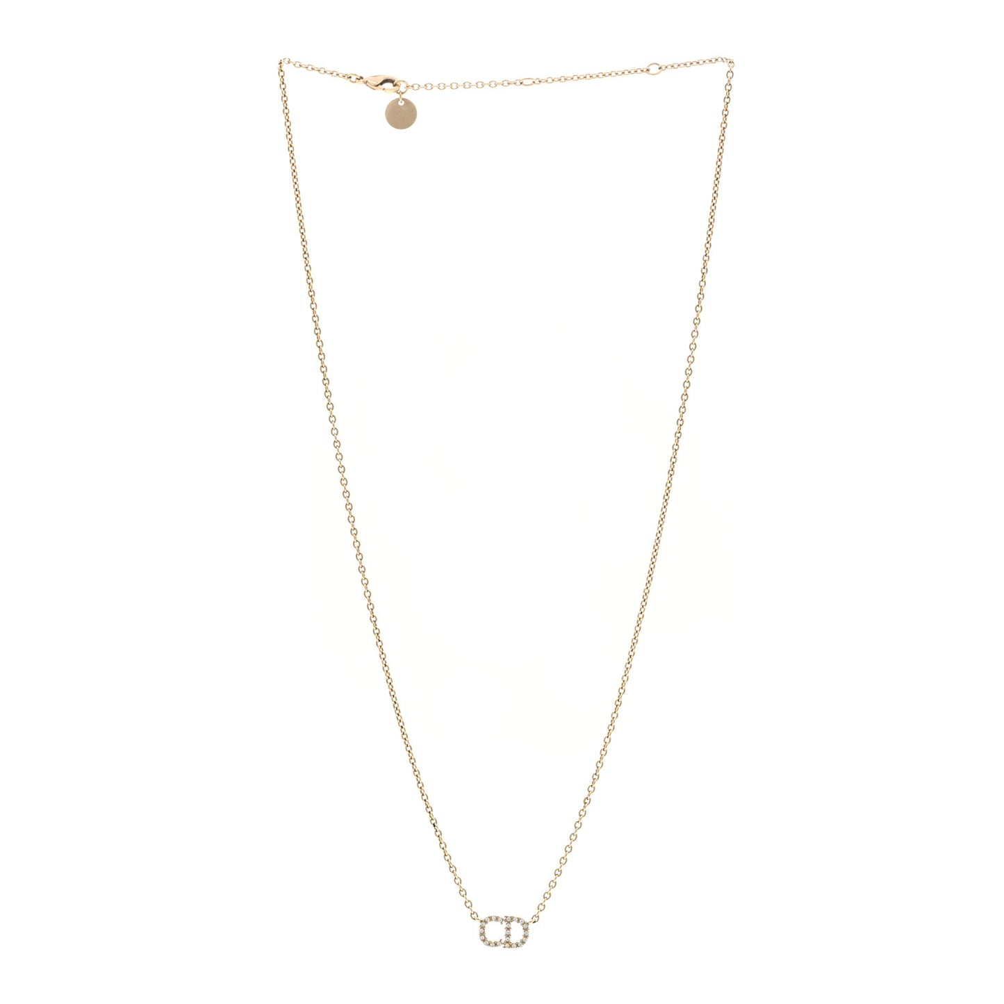 Metal Crystal CD Necklace Gold