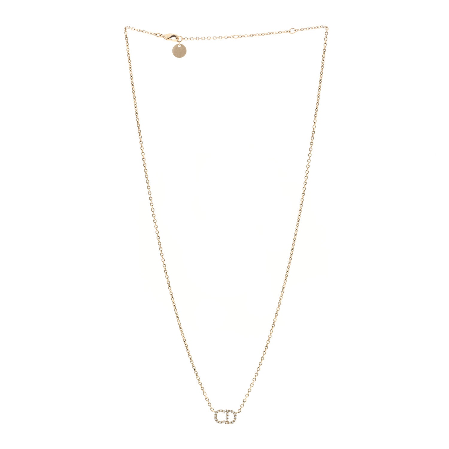 Christian Dior Metal Crystal CD Necklace Gold 3 of 5