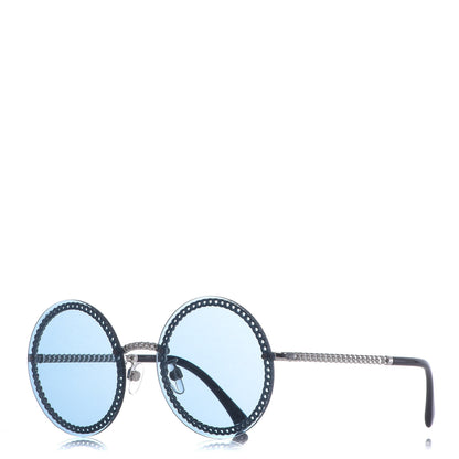 Chanel Chain Round Sunglasses 4245 Blue Silver 1 of 8