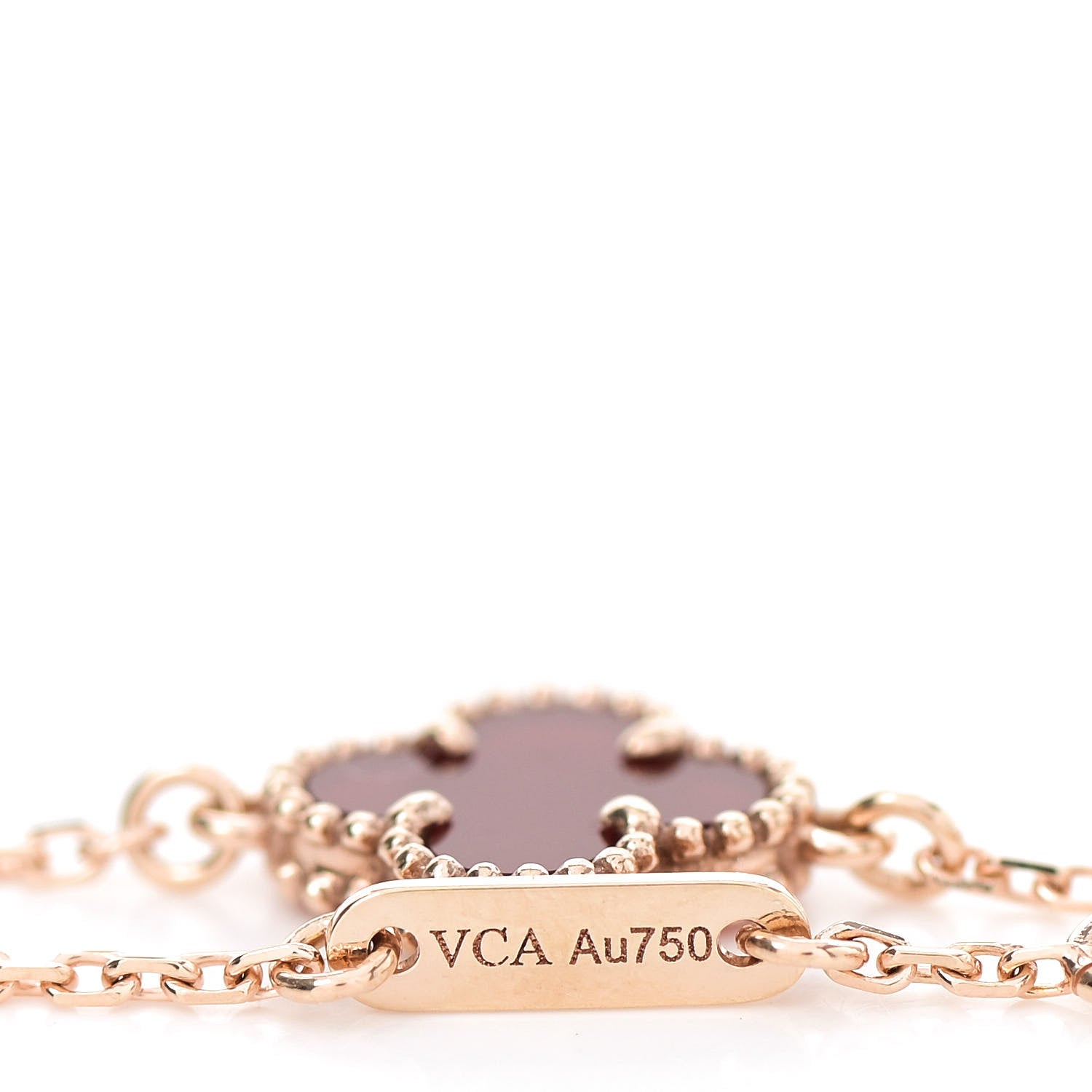Van Cleef & Arpels 18K Rose Gold Carnelian Sweet Alhambra Bracelet 4 of 6