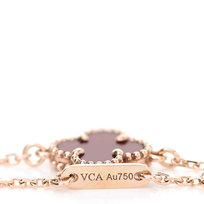 Van Cleef & Arpels 18K Rose Gold Carnelian Sweet Alhambra Bracelet 4 of 6