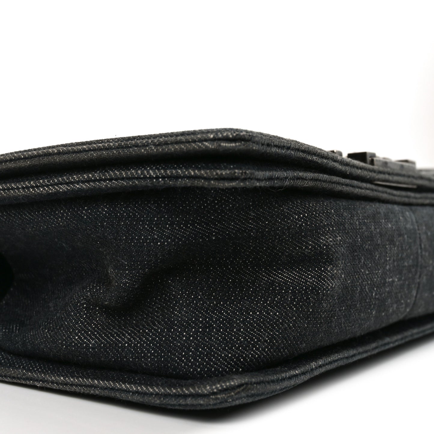 Denim Quilted Medium Boy Flap Black