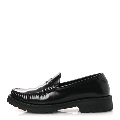 Saint Laurent Glazed Calfskin Chunky Le Loafer Penny Slippers 39 Black 1 of 12
