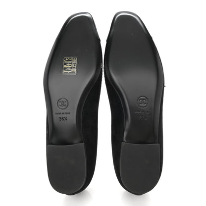 Chanel Suede Calfskin Grosgrain Crystal Star Mocassin Loafers 36.5 Black 5 of 10