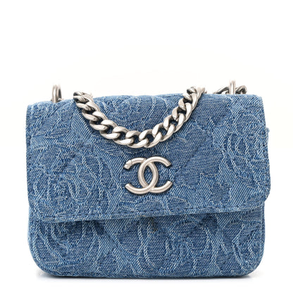 Chanel Denim Quilted Camellia Sweetheart Clutch With Chain Blue 1 of 11