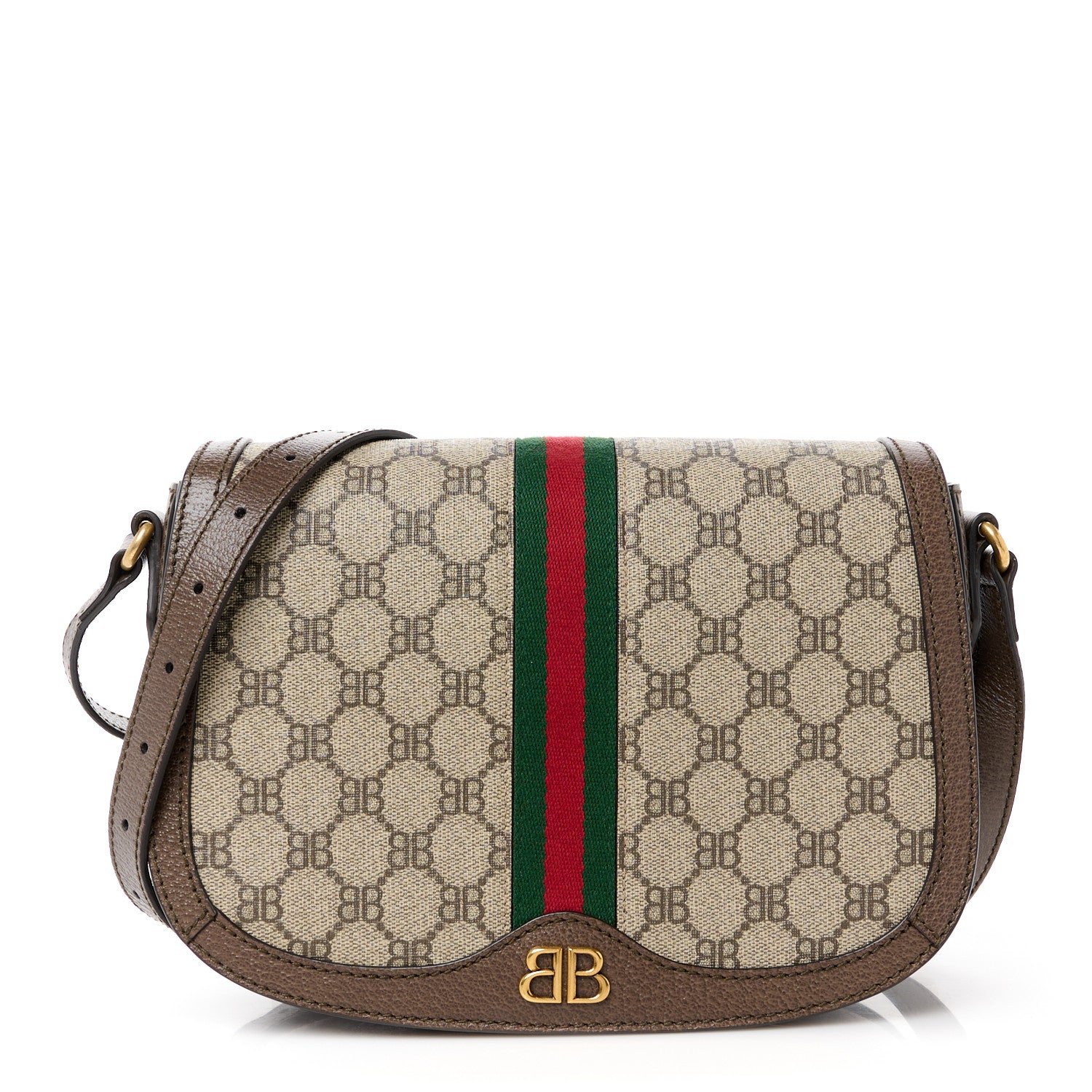 Gucci X BALENCIAGA BB Supreme Monogram Web Small Ophidia Shoulder Bag Beige New Acero 1 of 11