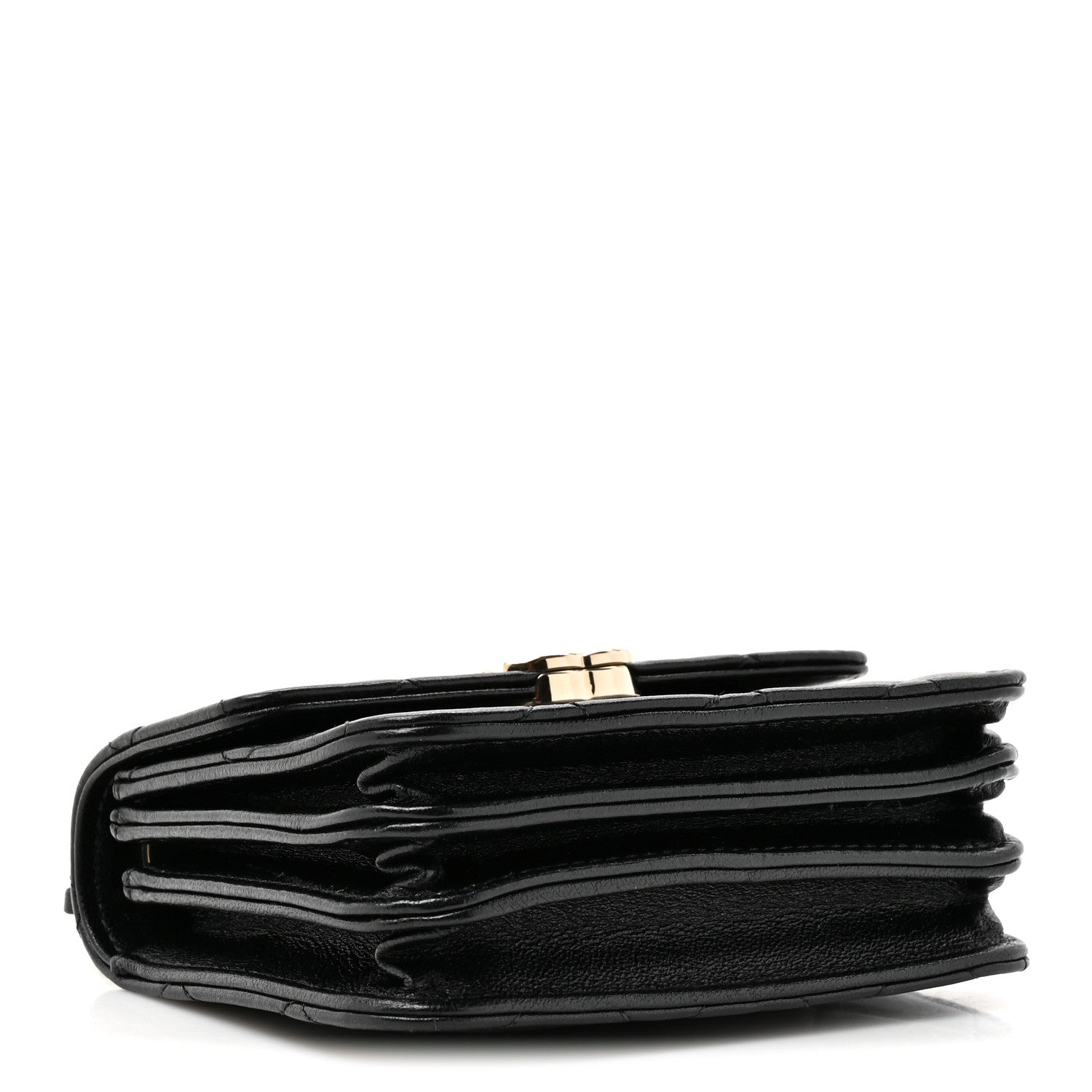 Chanel Lambskin Quilted Top Handle Flap Clutch With Chain Black 4 of 12