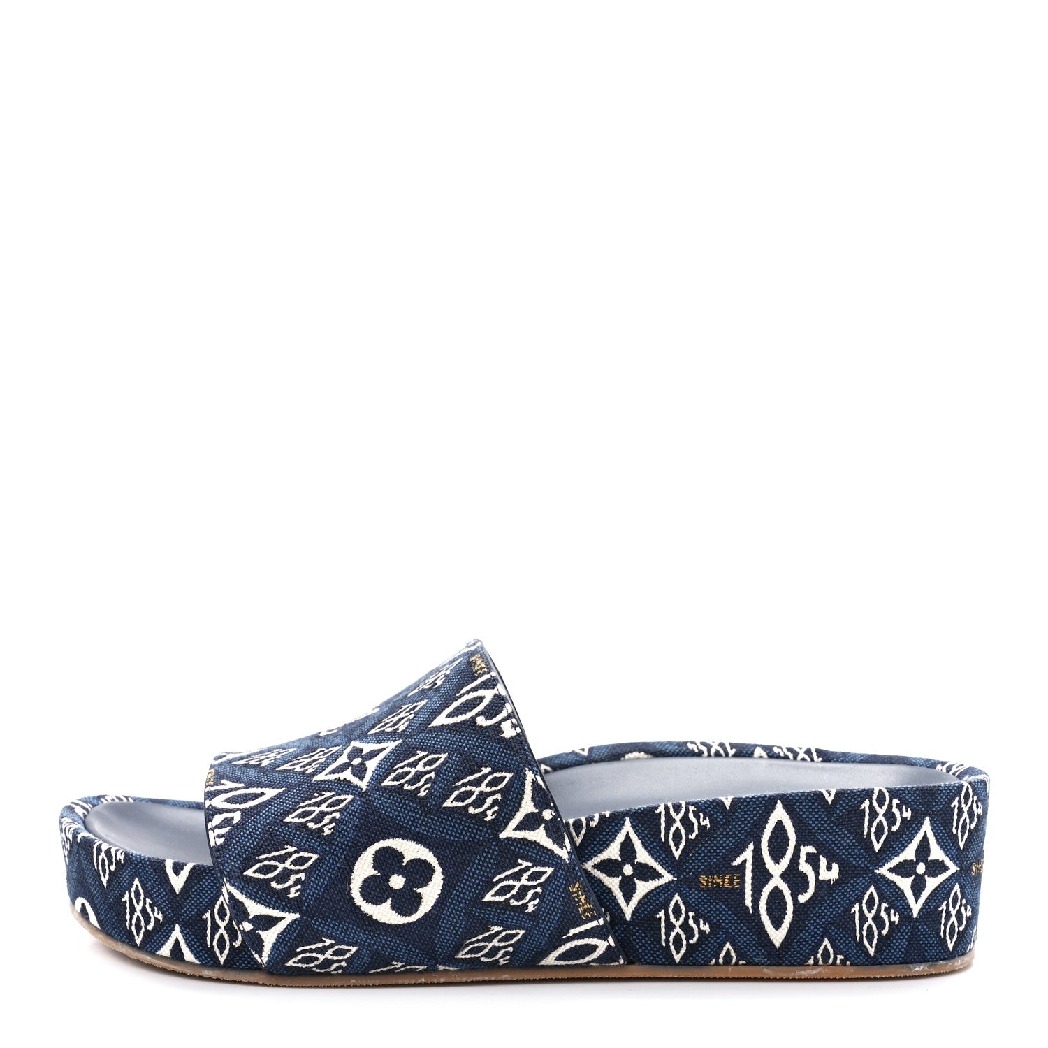 Louis Vuitton Canvas Since 1854 Jumbo Flatform Mule Sandals 40 Blue 1 of 8
