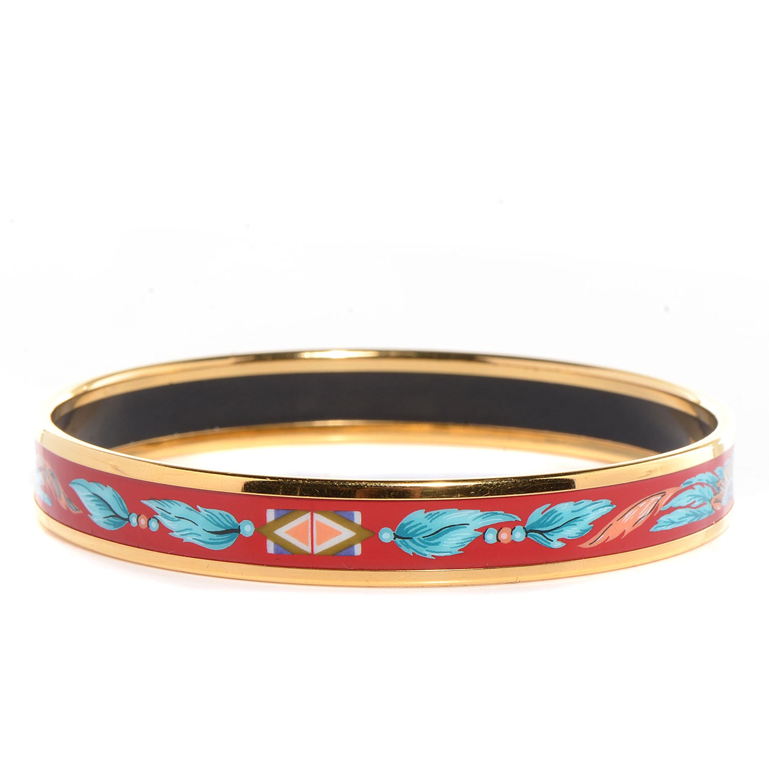 Hermes Narrow Enamel Printed Brazil Bracelet 62 3 of 6
