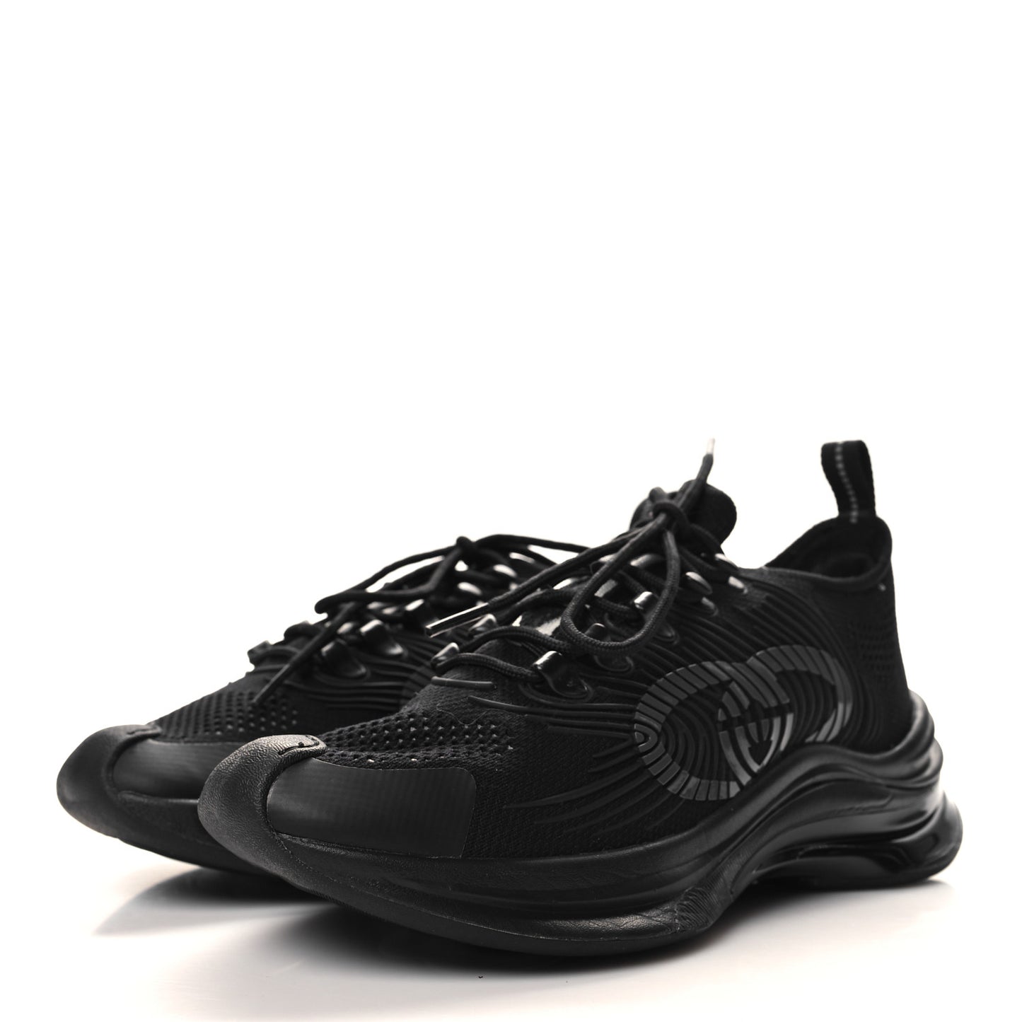 Technical Knit Fabric Waves Womens Gucci Run Sneakers 37 Black