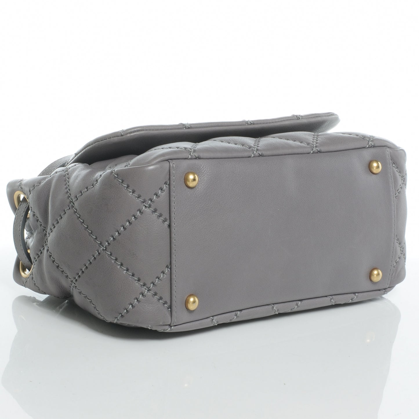 Calfskin Quilted Retro Chain Flap Grey