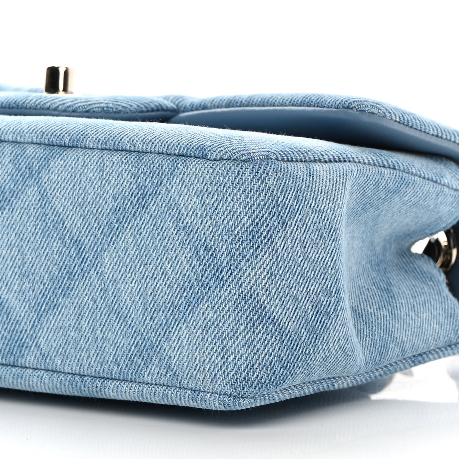 Chanel Printed Denim Quilted Mini Rectangular Flap Light Blue 10 of 12